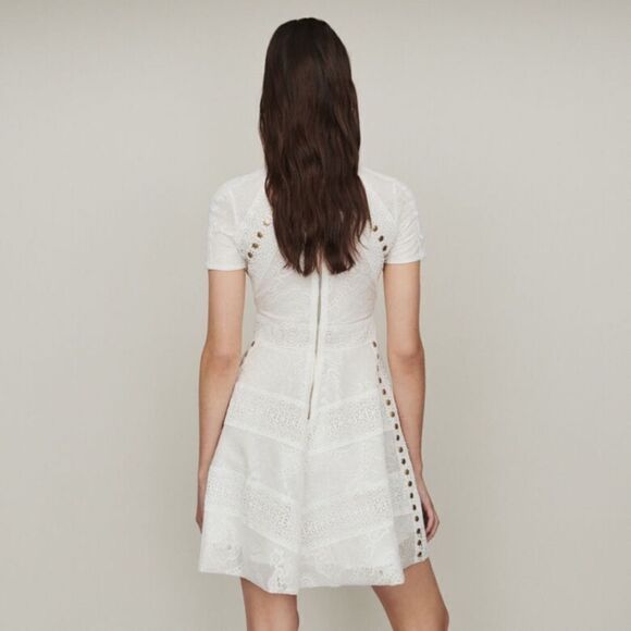 NWT Maje Robe a Clou Manc Blanc Mini White Dress Elite Show Size M - Picture 4 of 11